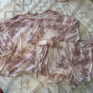 Stars Above Tie-Dye Pajama Set in Pink and Cream